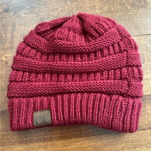 CC Beanie Red Maroon Winter Hat